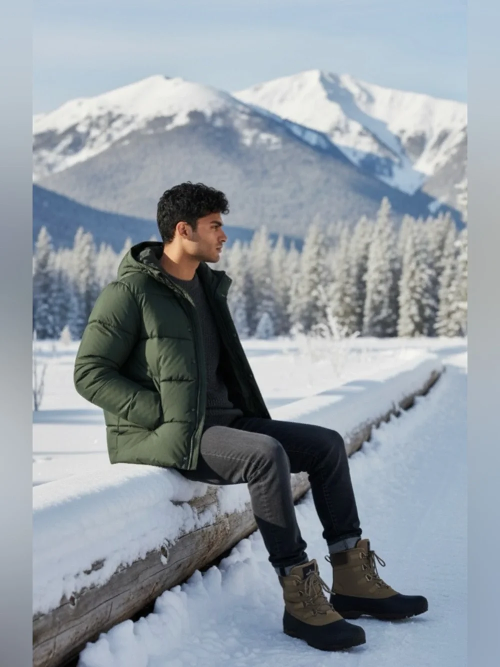 Men's Insulated Brown Snow Boots with Black Rubber Toe